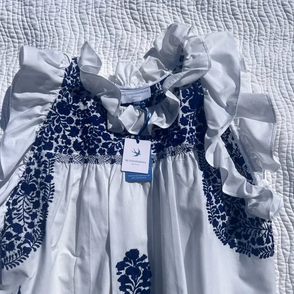 Mi Golondrina White Blouse with Navy Blue Embroidery - Picture 7 of 7